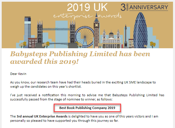 Best book publishing company 2019 award